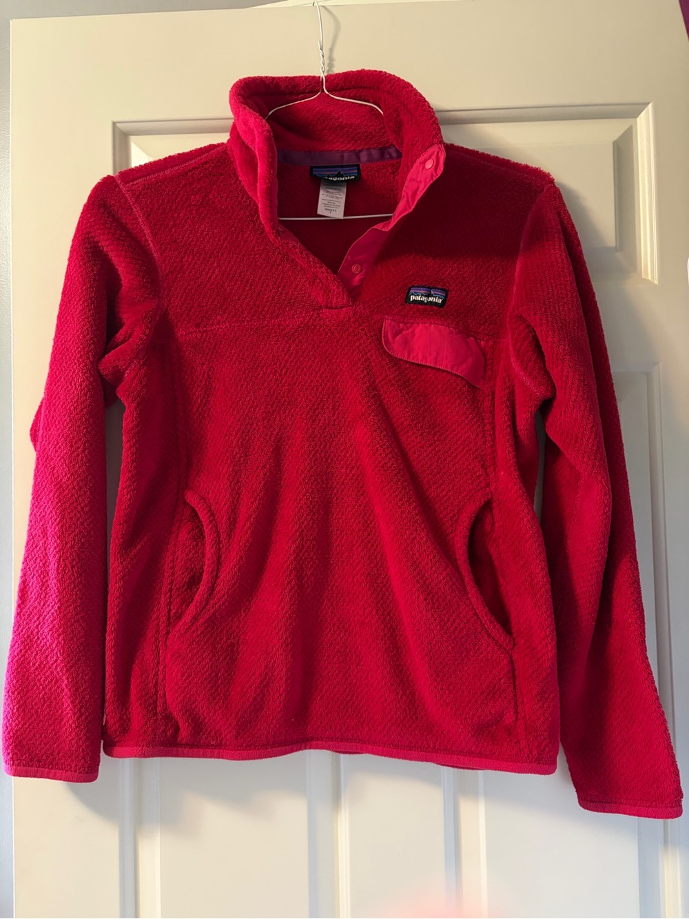 Patagonia Women's Berry Red Fleece Snap-Neck Pullover